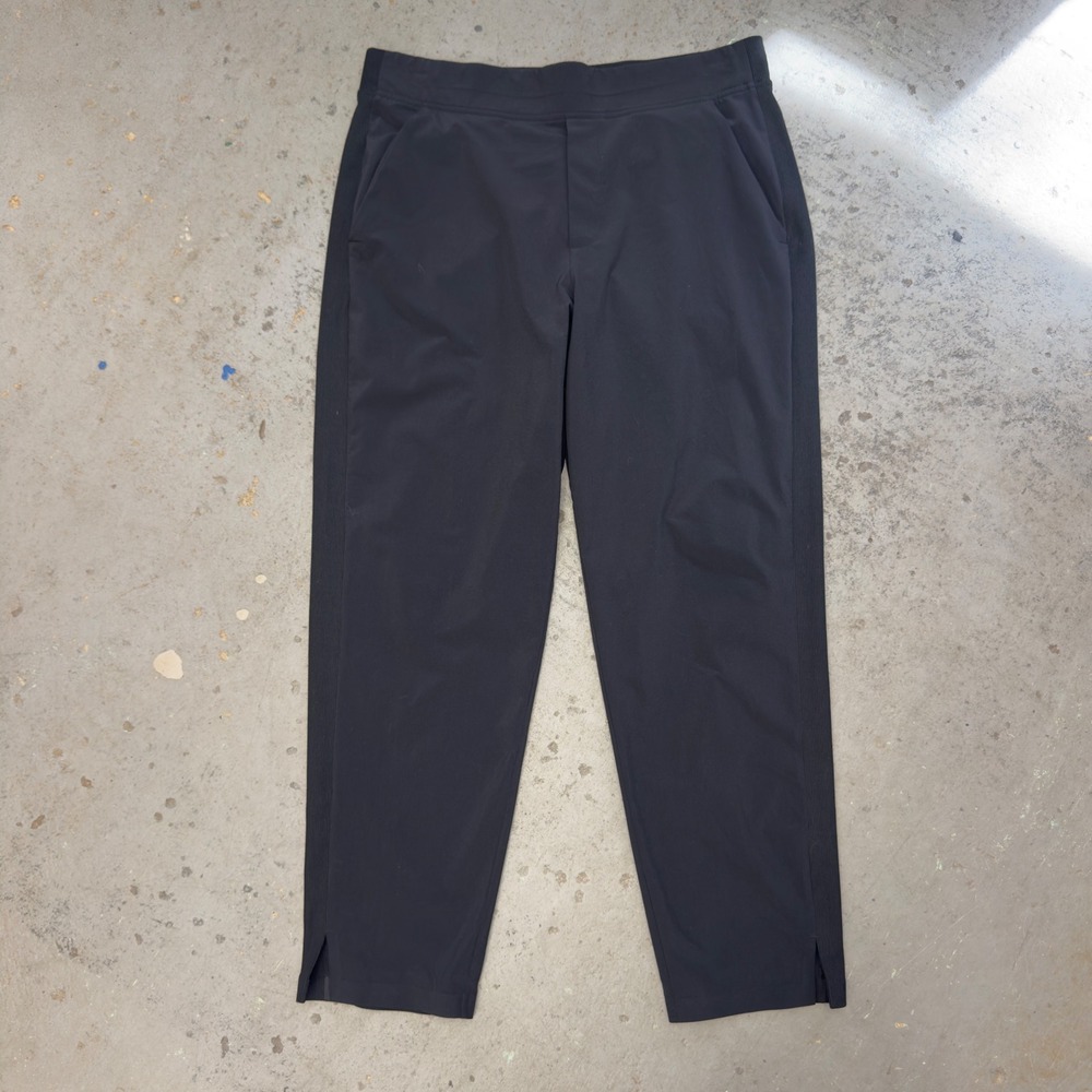 Athleta Brooklyn Ankle Pant Black Ribbed Side Panel Trousers 198671 Size 12